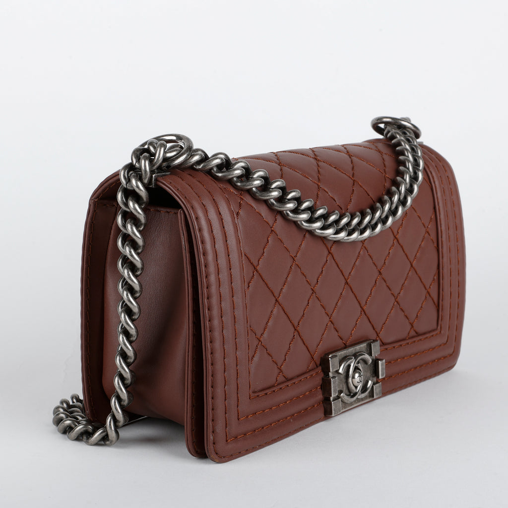 Medium Stitch Boy Bag, Rose Brown