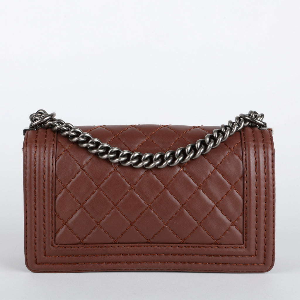 Medium Stitch Boy Bag, Rose Brown