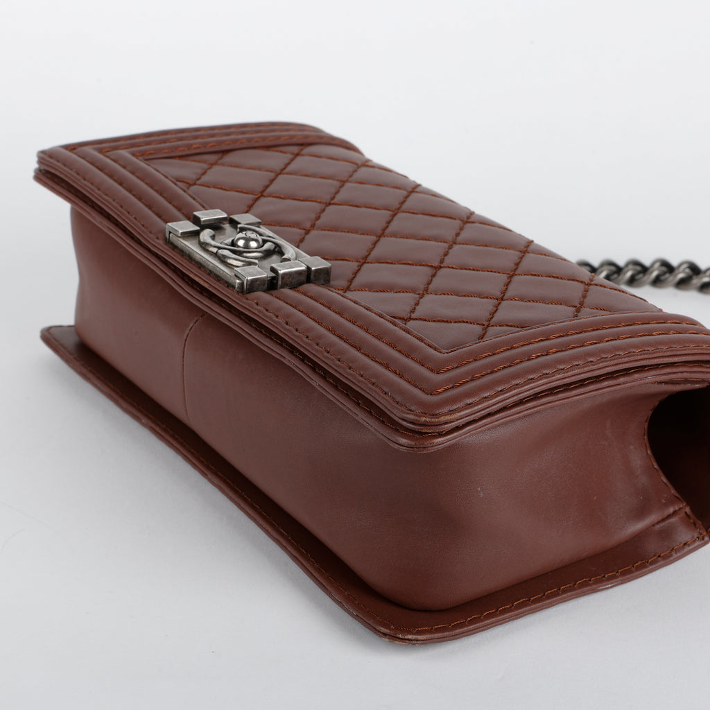Medium Stitch Boy Bag, Rose Brown