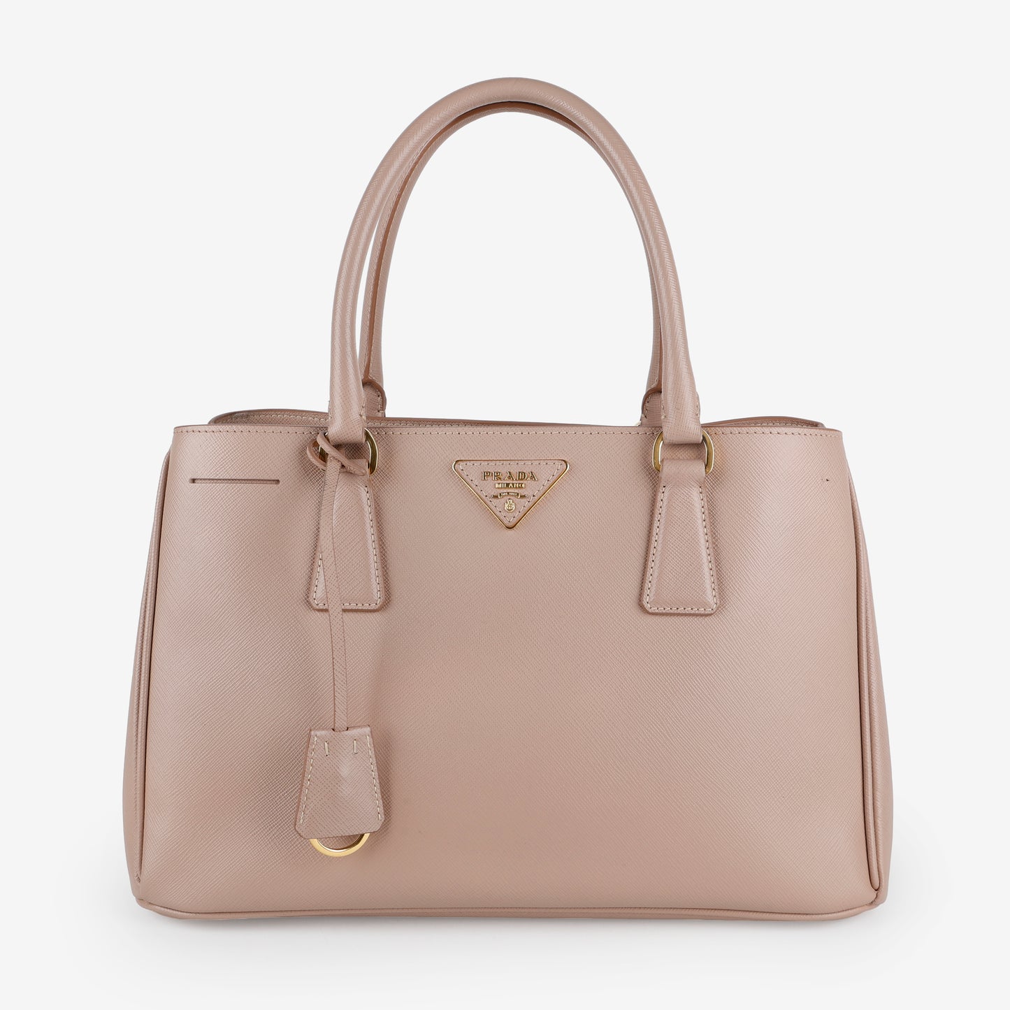 Medium Galleria Double Zip Tote, Beige Saffiano