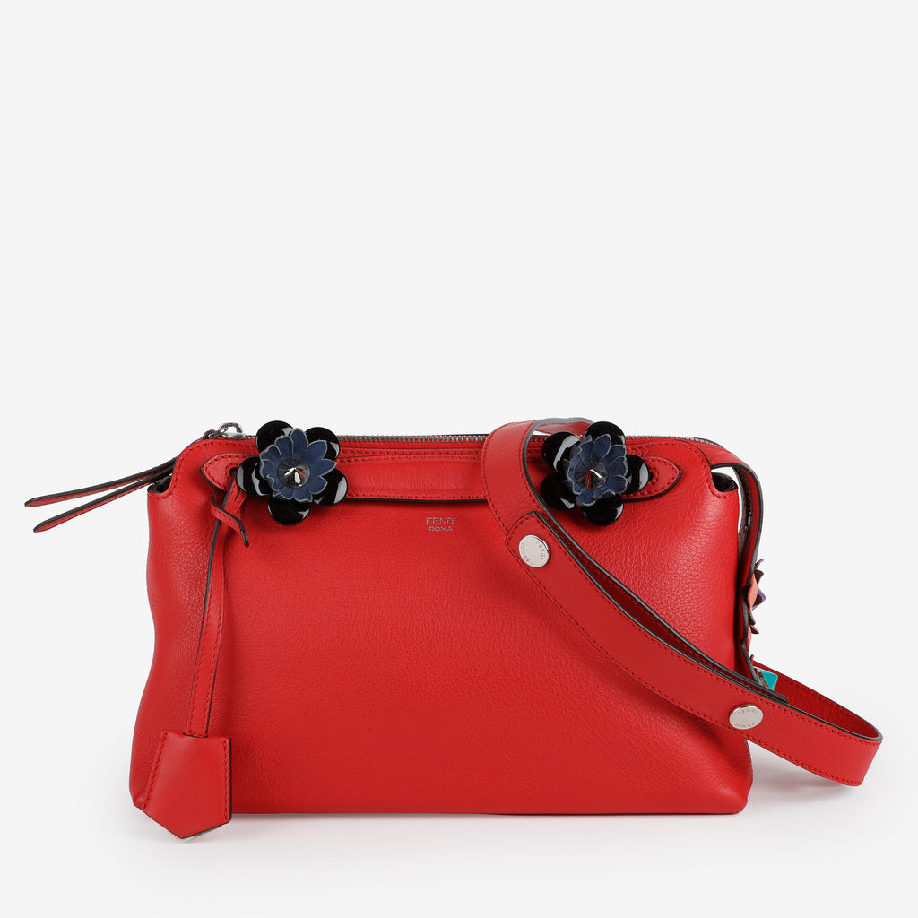 Small By the Way, Red w/Navy Flowers