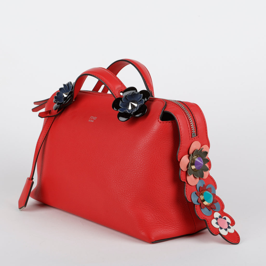 Small By the Way, Red w/Navy Flowers