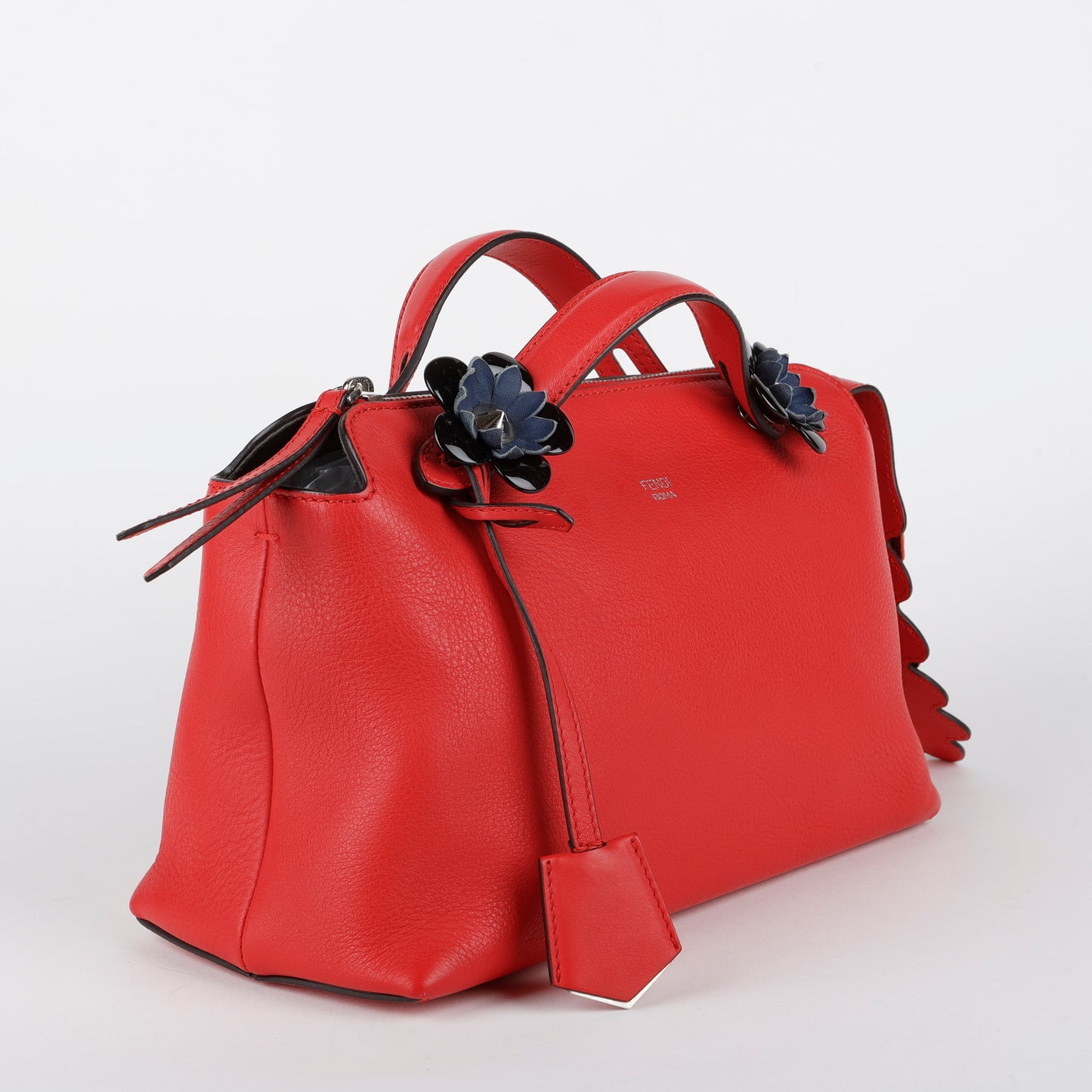 Small By the Way, Red w/Navy Flowers