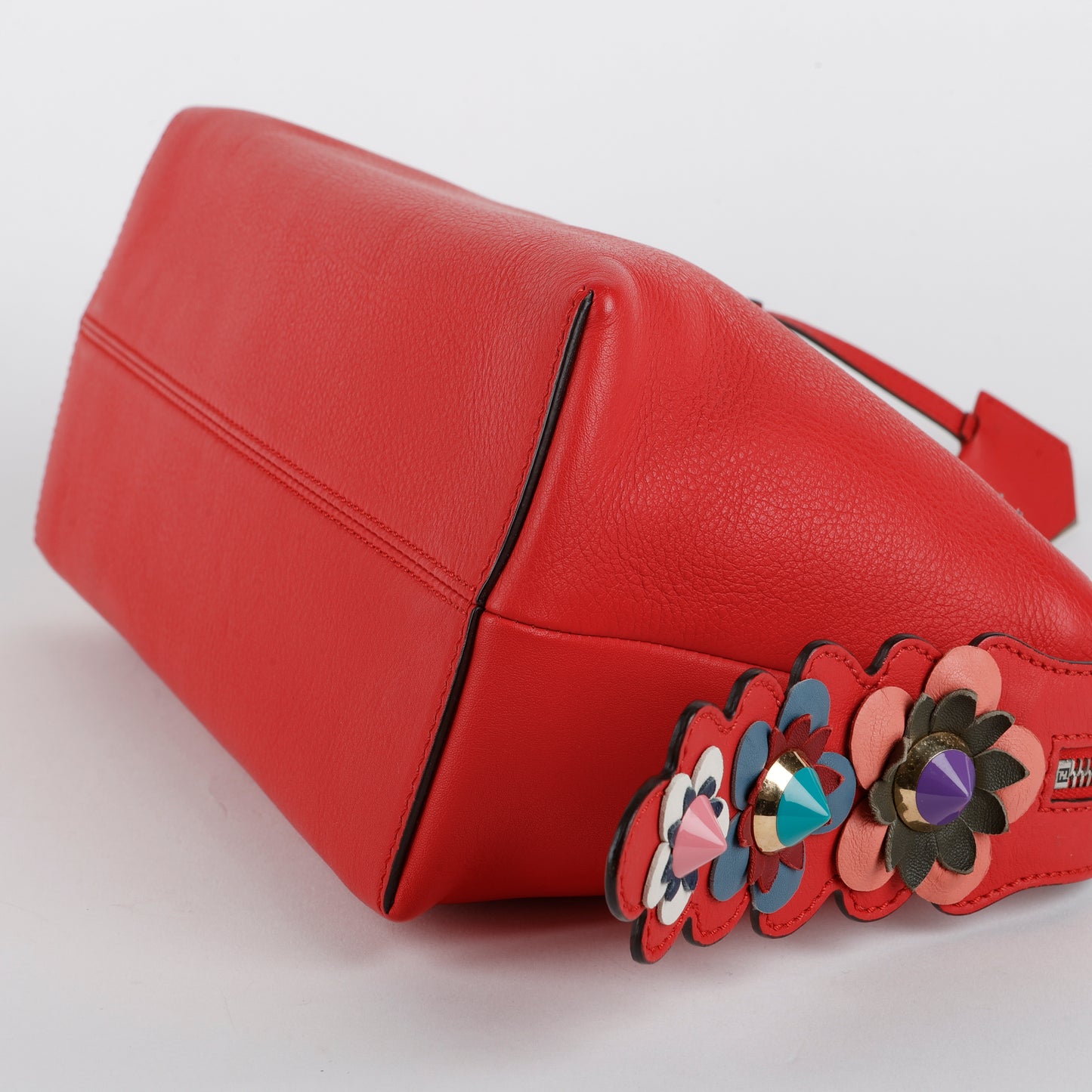 Small By the Way, Red w/Navy Flowers