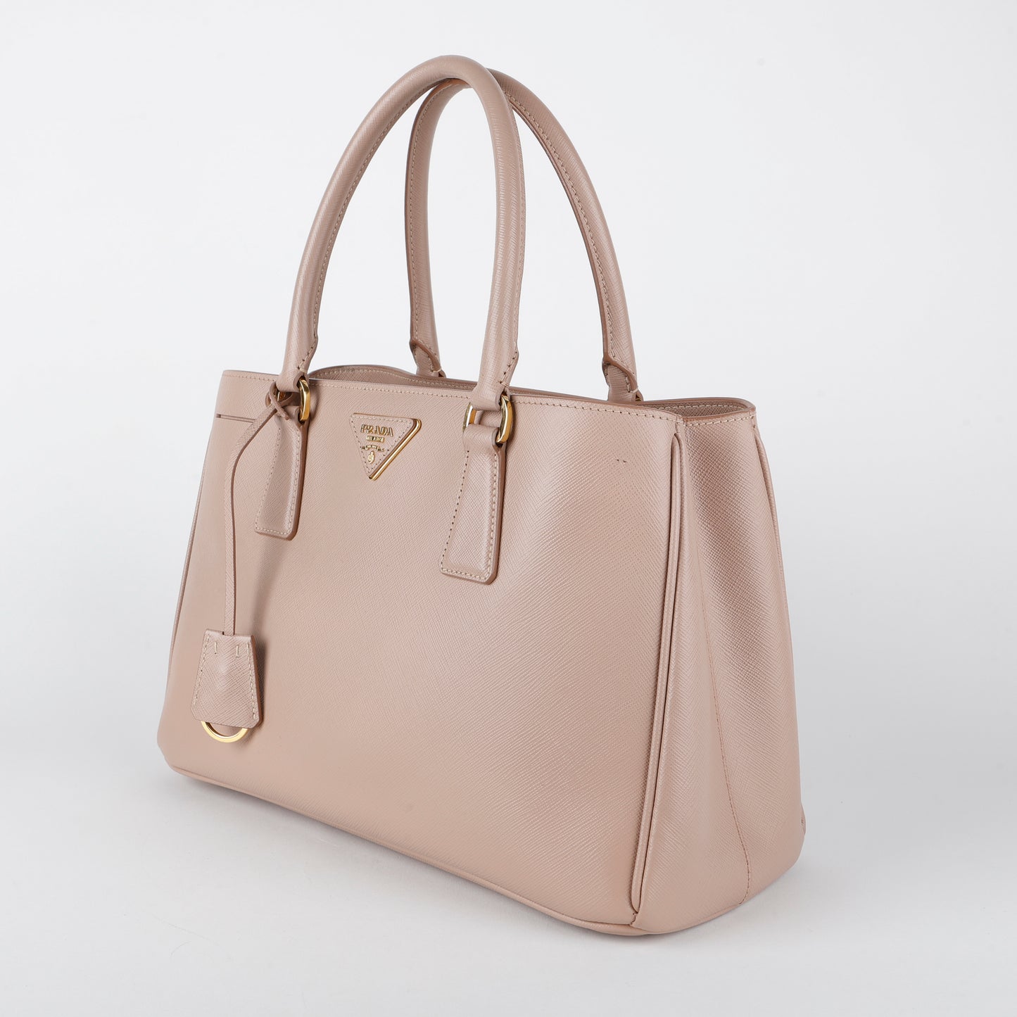 Medium Galleria Double Zip Tote, Beige Saffiano