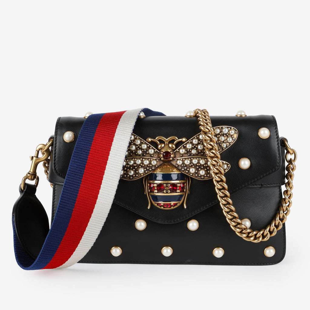 Broadway Pearly Bee Shoulder Bag, Black