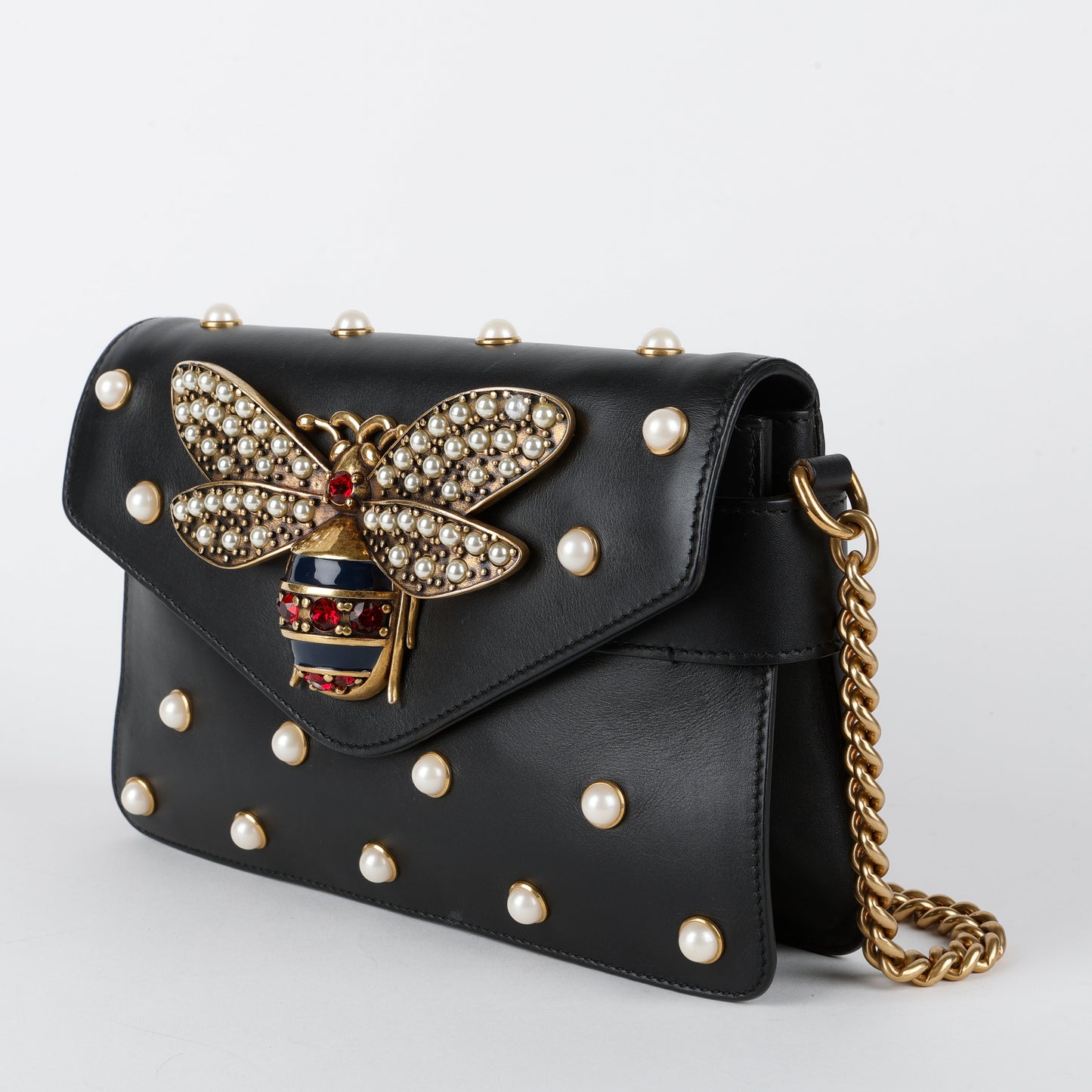 Broadway Pearly Bee Shoulder Bag, Black