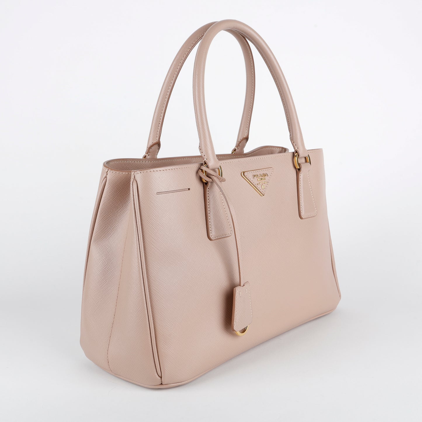 Medium Galleria Double Zip Tote, Beige Saffiano