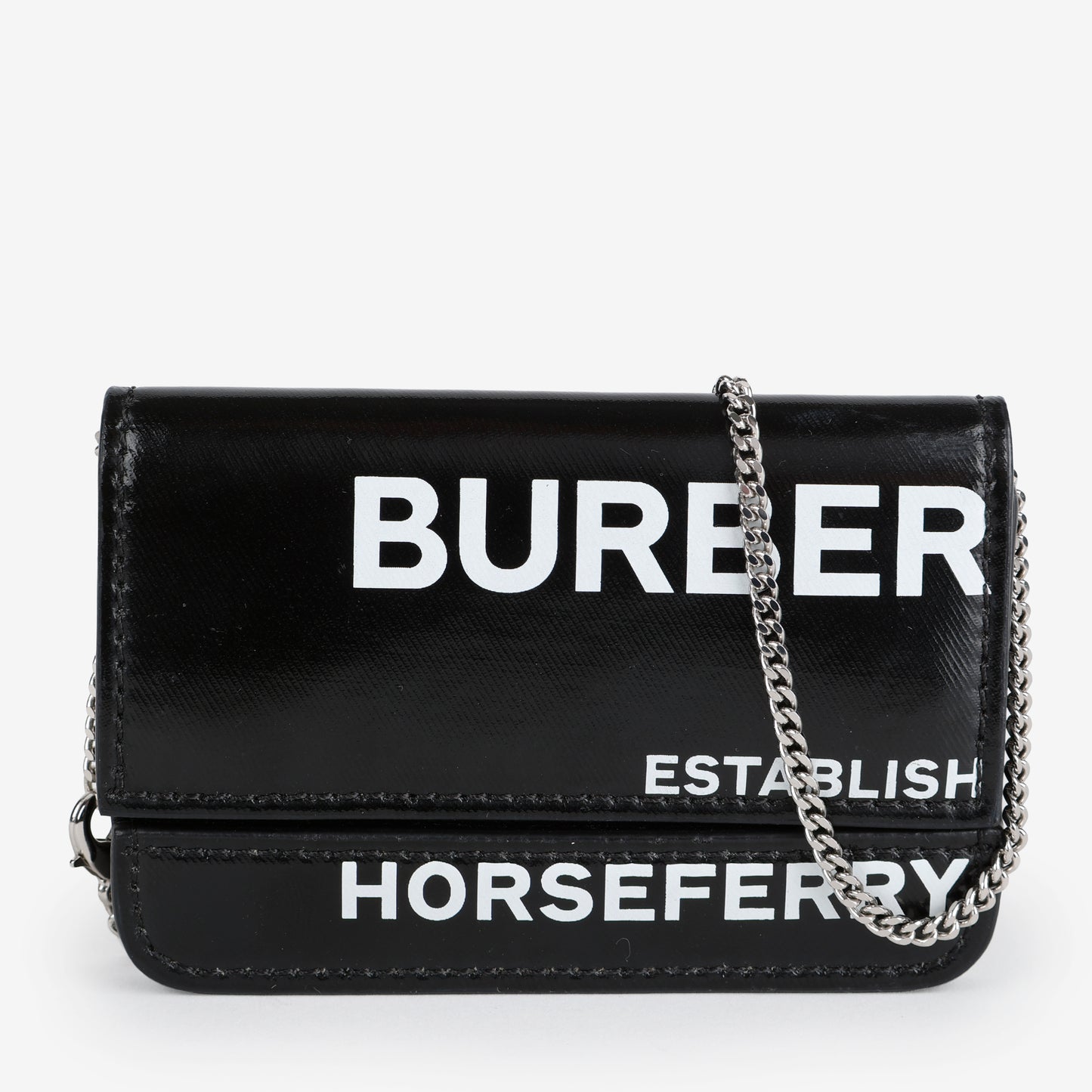 Horseferry Jody Card Case on Chain, Black/White