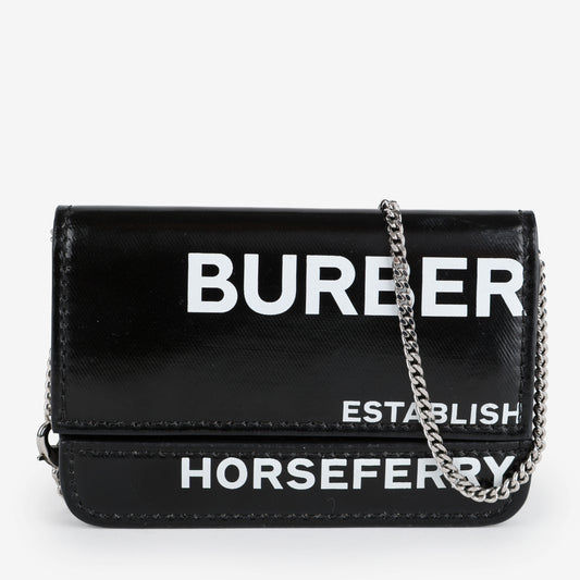 Horseferry Jody Card Case on Chain, Black/White