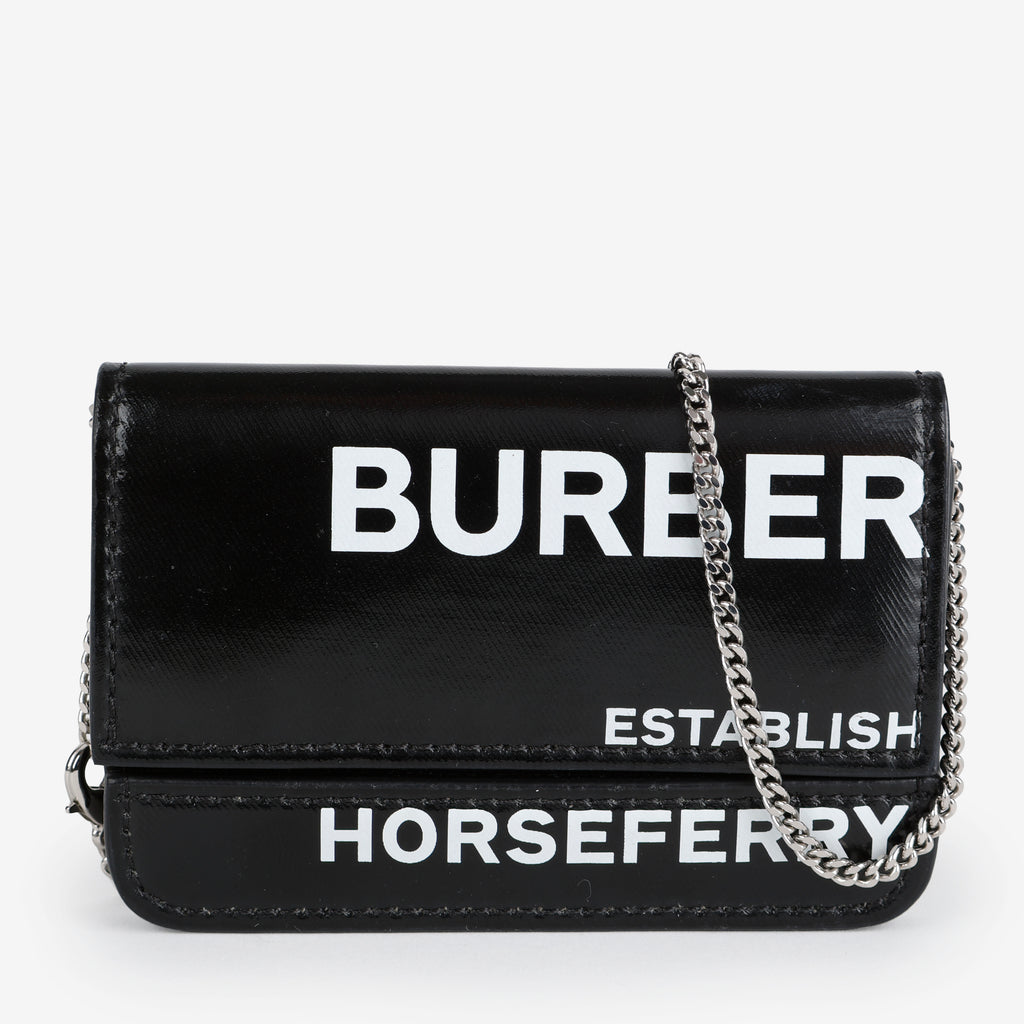 Horseferry Jody Card Case on Chain, Black/White