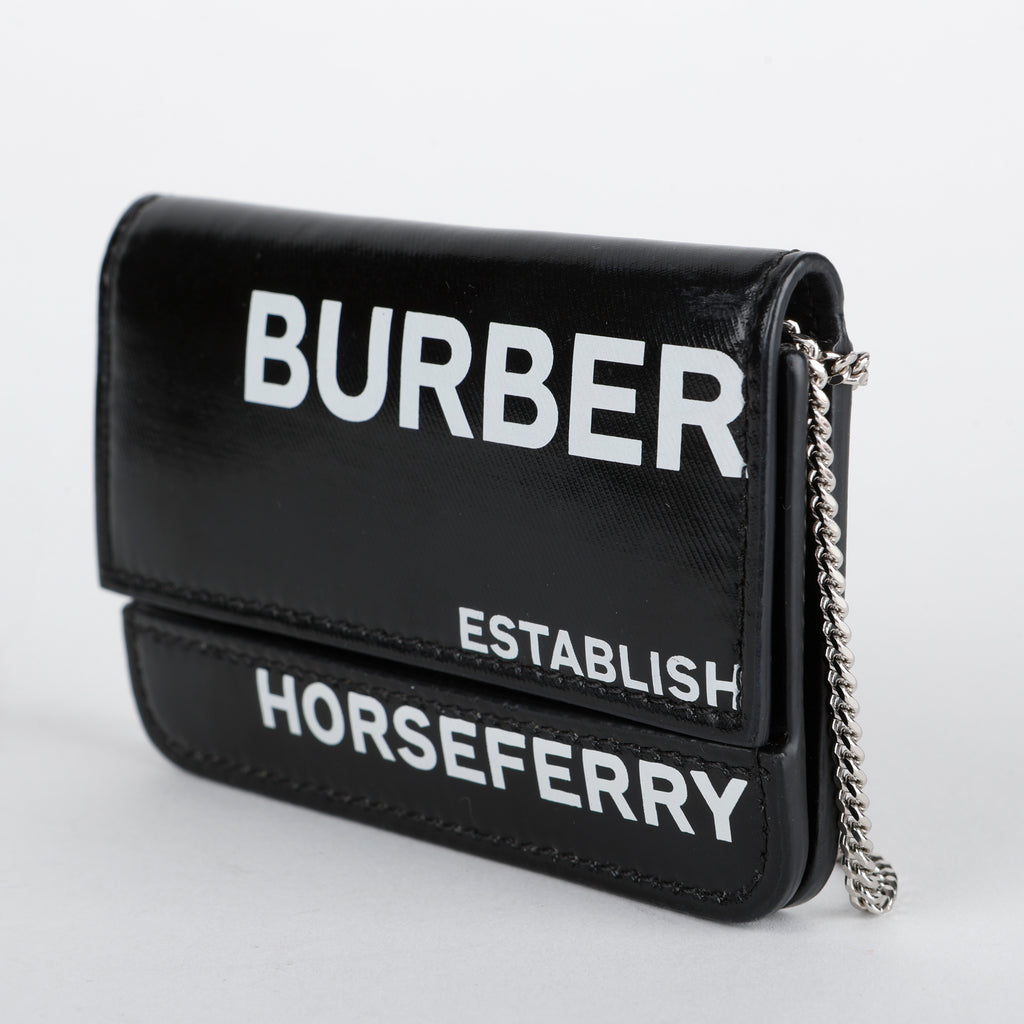 Horseferry Jody Card Case on Chain, Black/White
