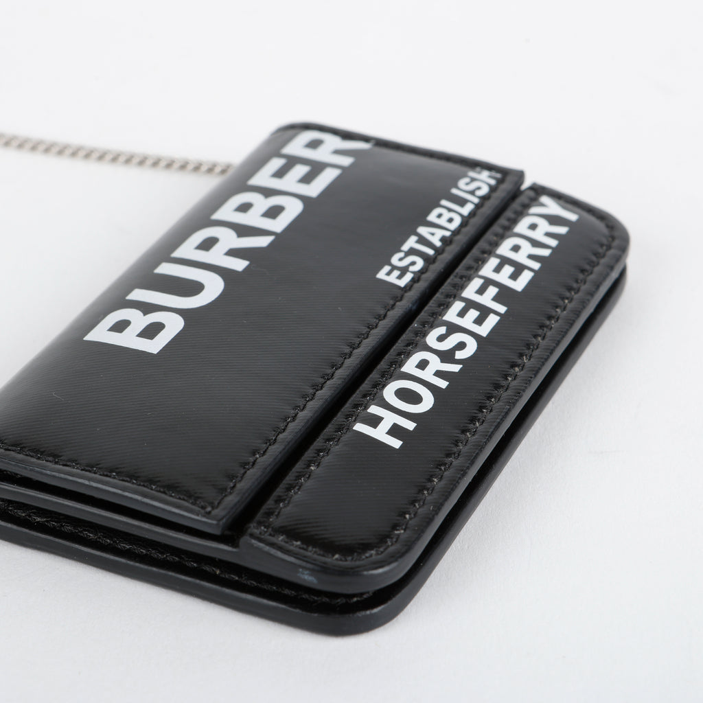 Horseferry Jody Card Case on Chain, Black/White