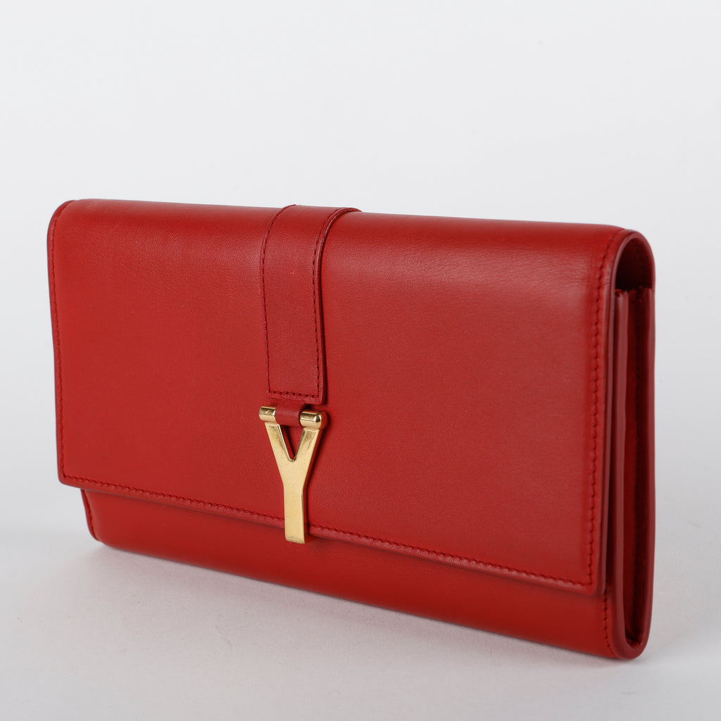 Y Ligne Snap Wallet, Red Smooth Calfskin