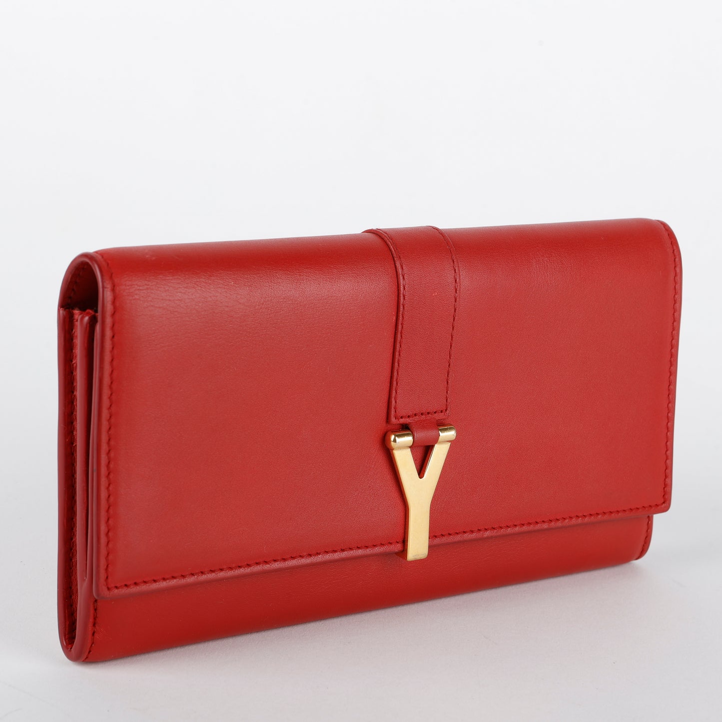 Y Ligne Snap Wallet, Red Smooth Calfskin