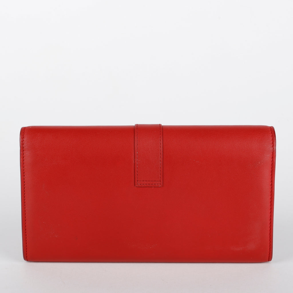 Y Ligne Snap Wallet, Red Smooth Calfskin