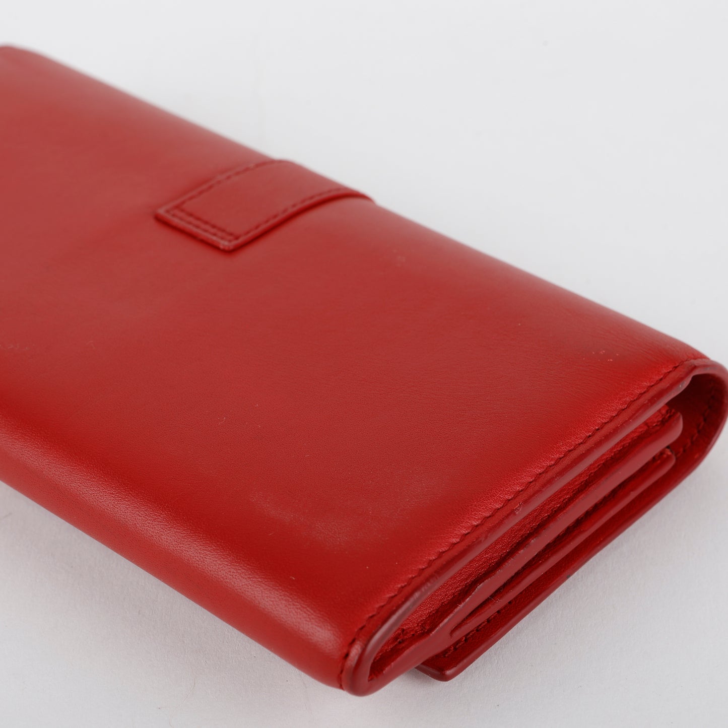Y Ligne Snap Wallet, Red Smooth Calfskin