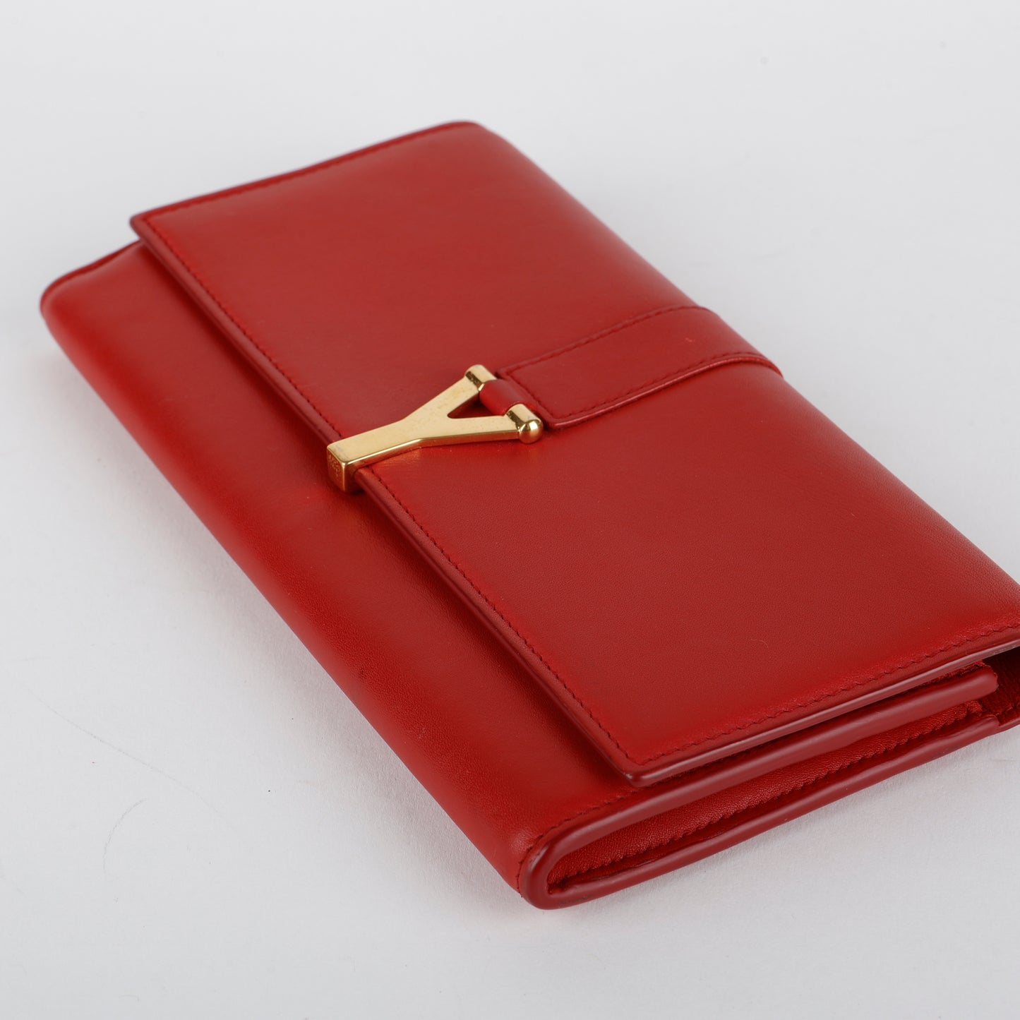 Y Ligne Snap Wallet, Red Smooth Calfskin