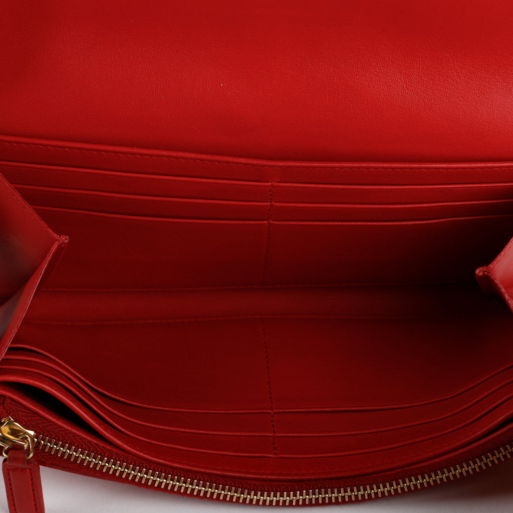 Y Ligne Snap Wallet, Red Smooth Calfskin