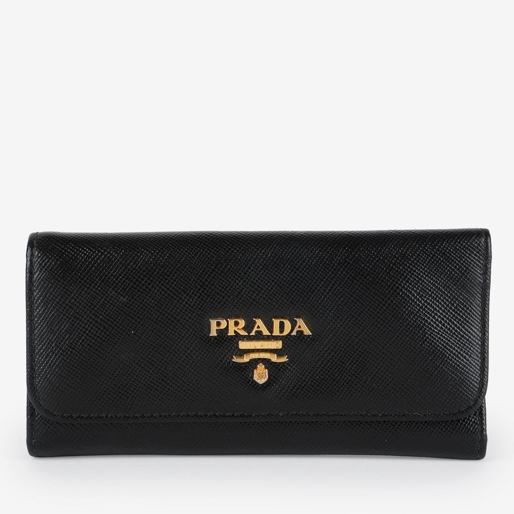 Long 6 Key Case, Black Saffiano