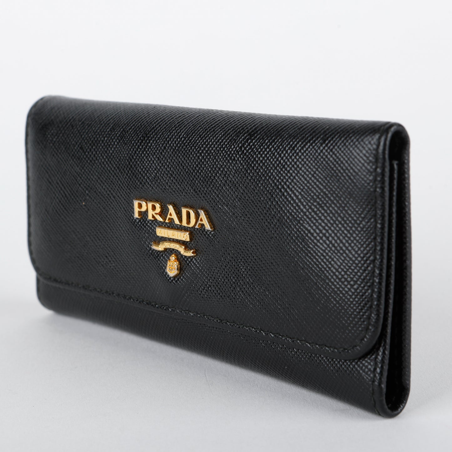 Long 6 Key Case, Black Saffiano