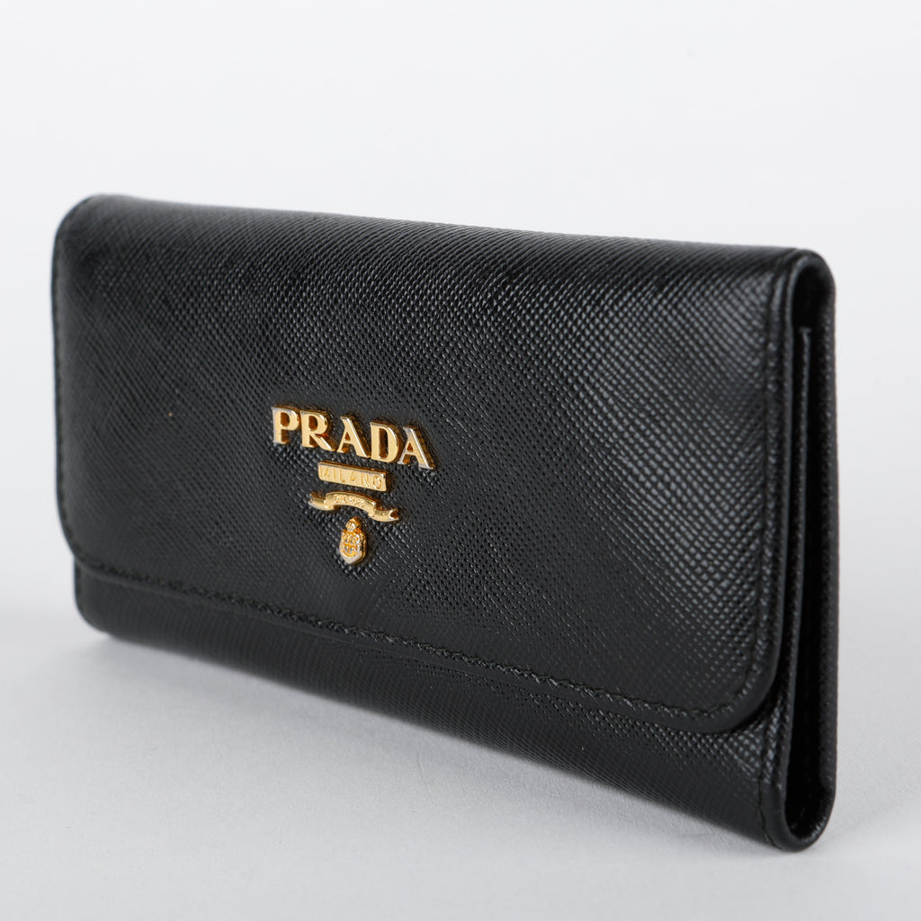 Long 6 Key Case, Black Saffiano