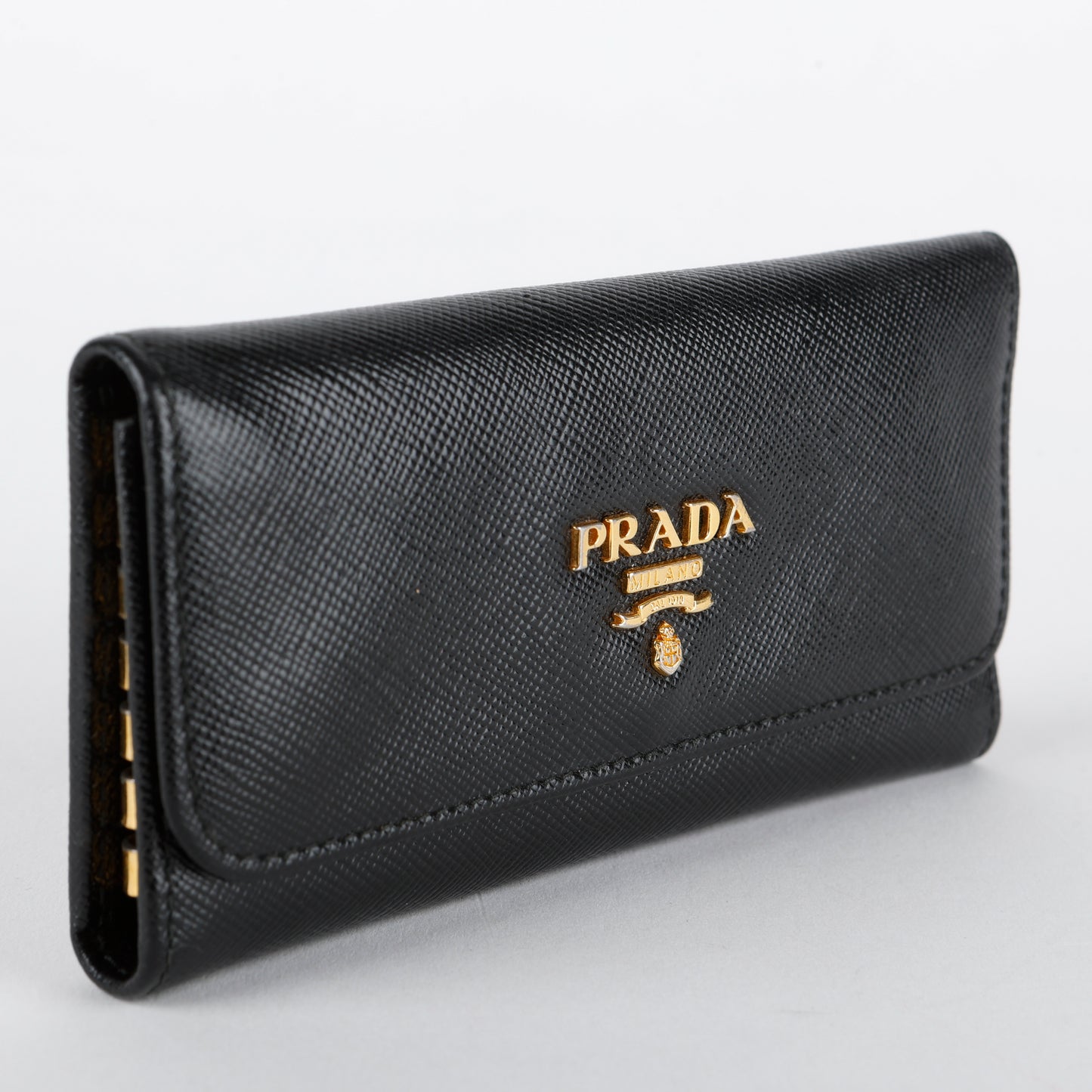 Long 6 Key Case, Black Saffiano