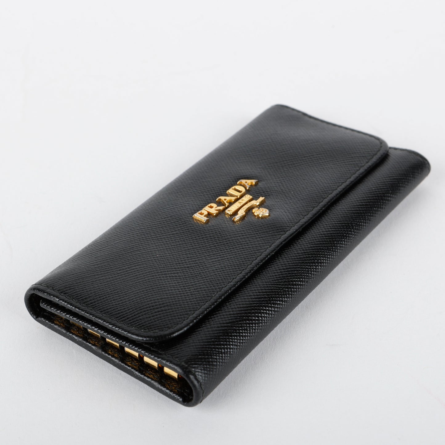 Long 6 Key Case, Black Saffiano