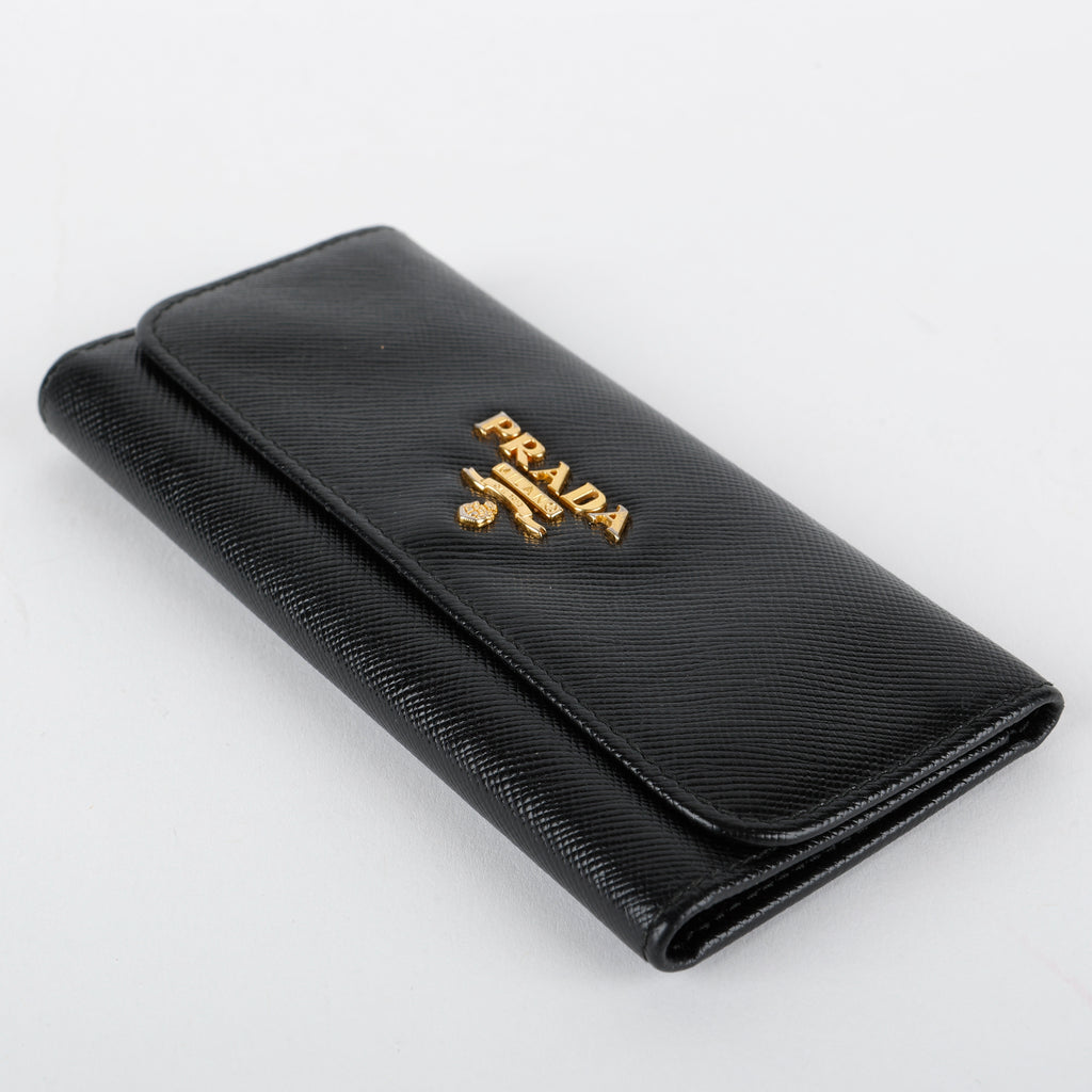 Long 6 Key Case, Black Saffiano