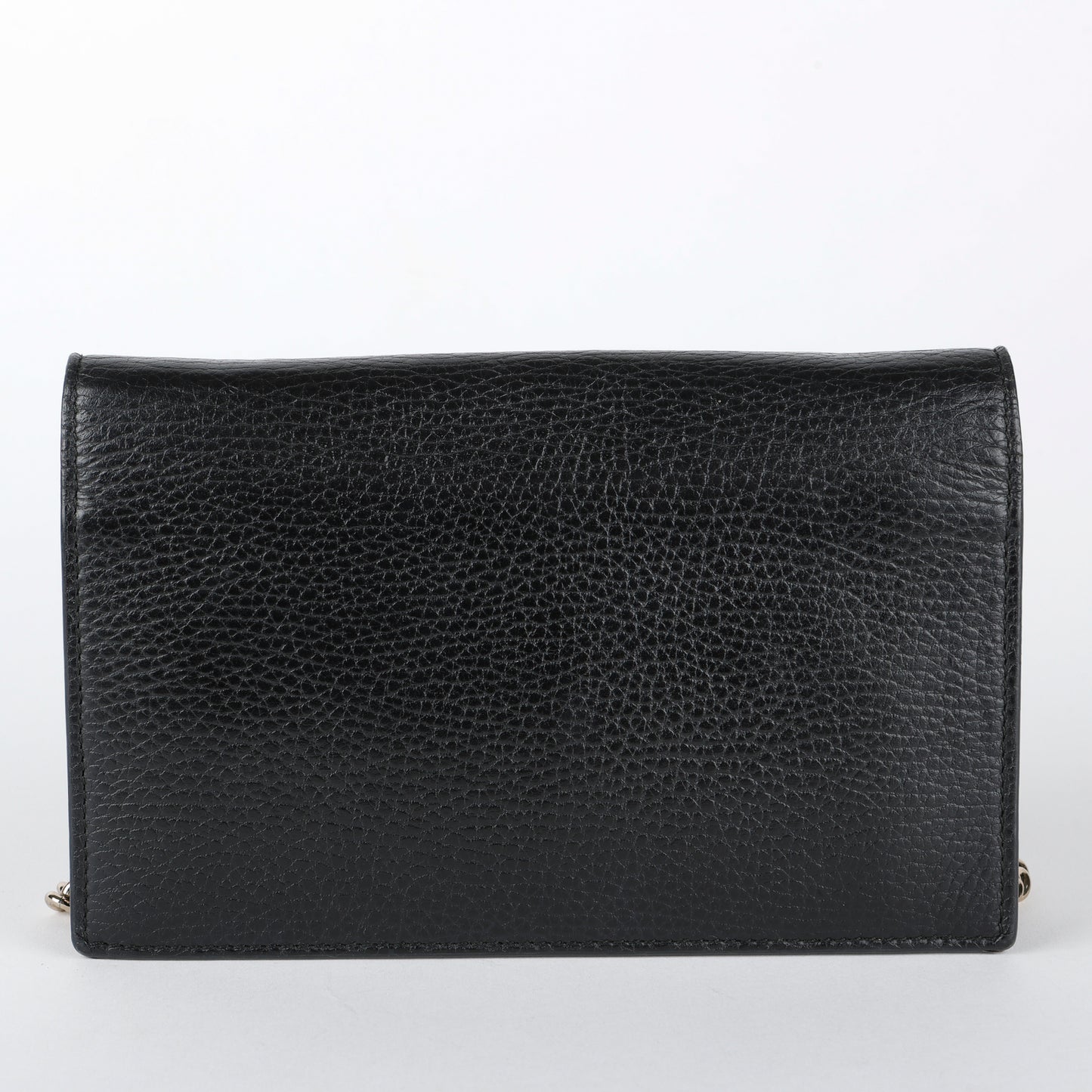 Dollar Interlocking G Wallet on Chain, Black Calfskin