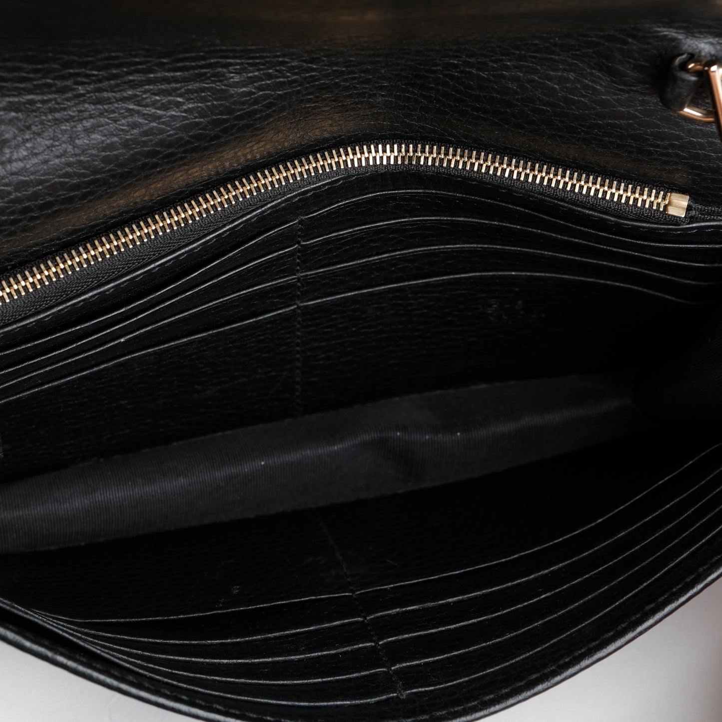 Dollar Interlocking G Wallet on Chain, Black Calfskin
