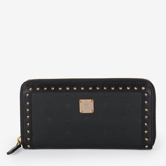 Large Zip Around Wallet, Black