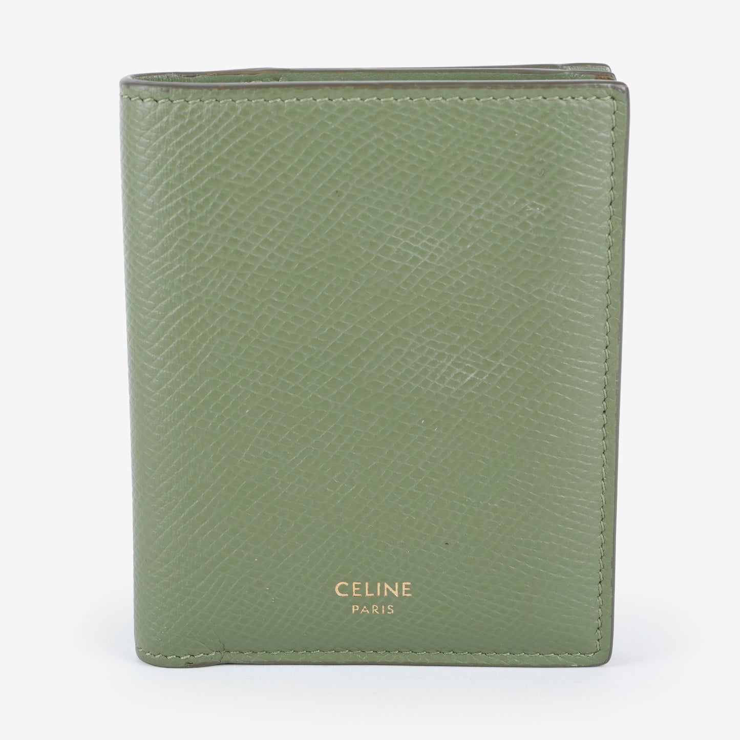 Small Bifold Wallet, Light Khaki Grained Calfskin