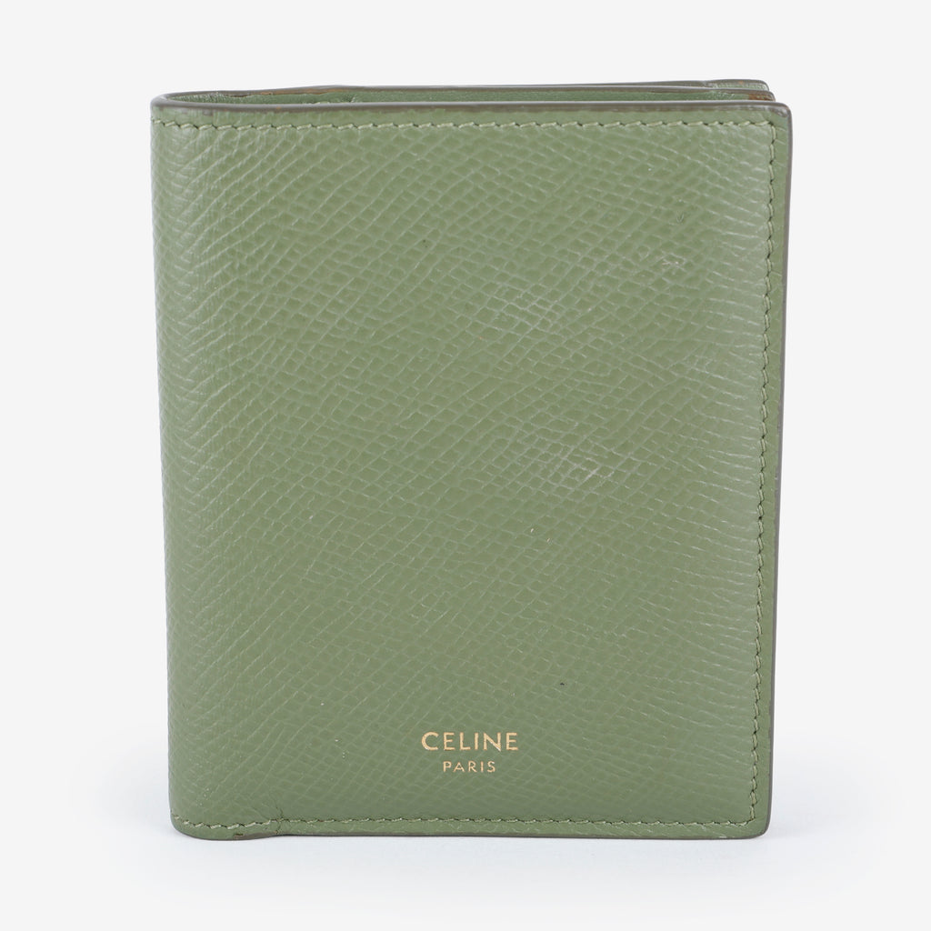 Small Bifold Wallet, Light Khaki Grained Calfskin