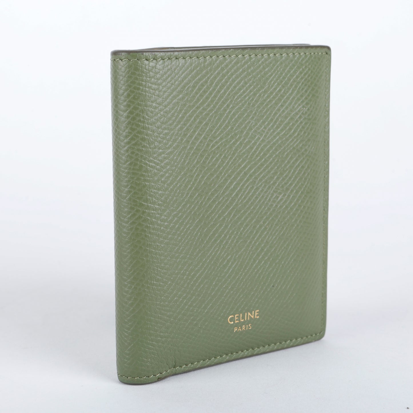 Small Bifold Wallet, Light Khaki Grained Calfskin