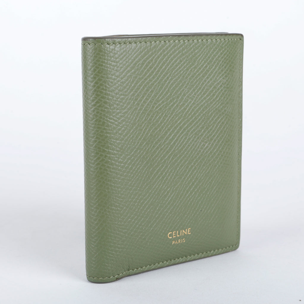 Small Bifold Wallet, Light Khaki Grained Calfskin