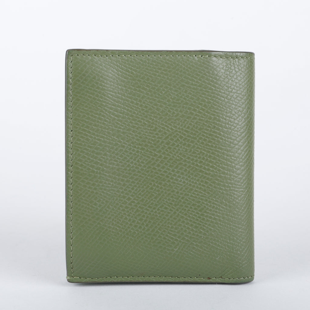 Small Bifold Wallet, Light Khaki Grained Calfskin
