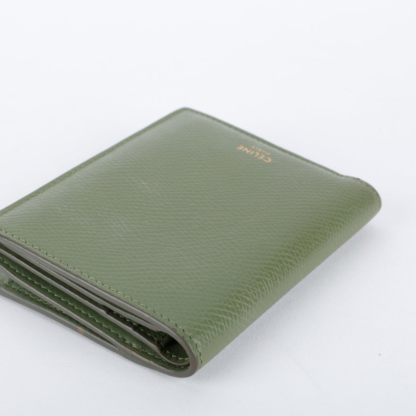 Small Bifold Wallet, Light Khaki Grained Calfskin