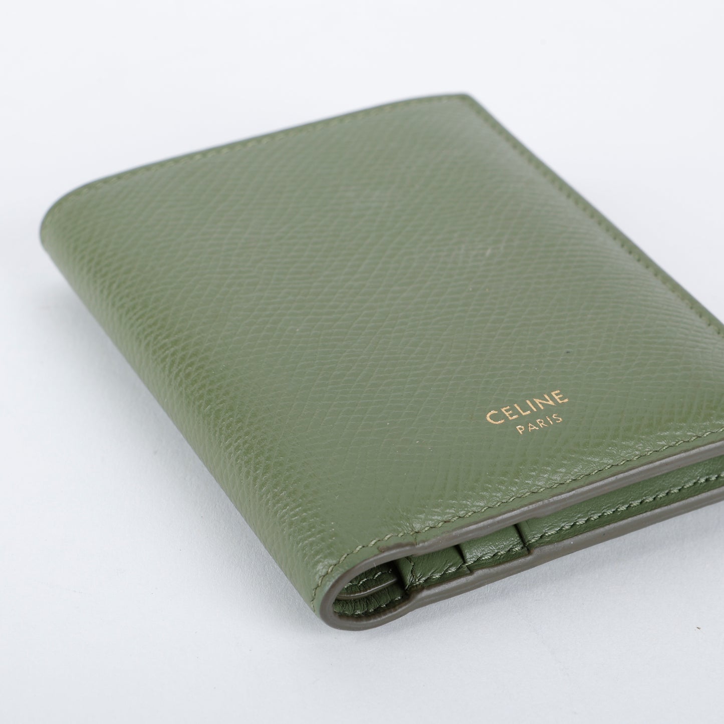Small Bifold Wallet, Light Khaki Grained Calfskin