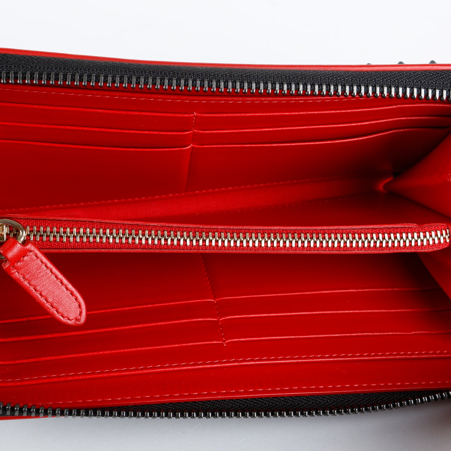 Studded Panettone Wallet, Black/Red