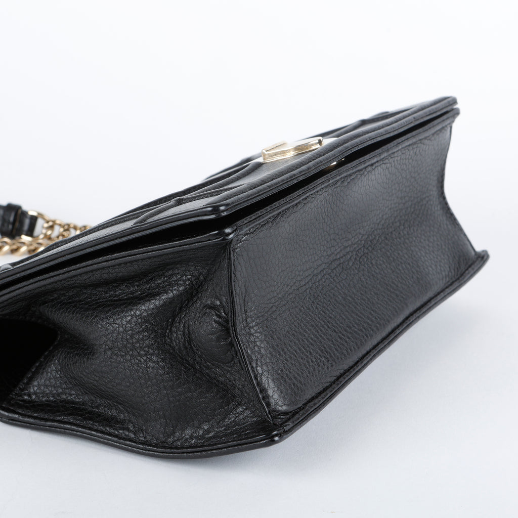 Medium Diorama Flap Bag, Black Grained Calfskin