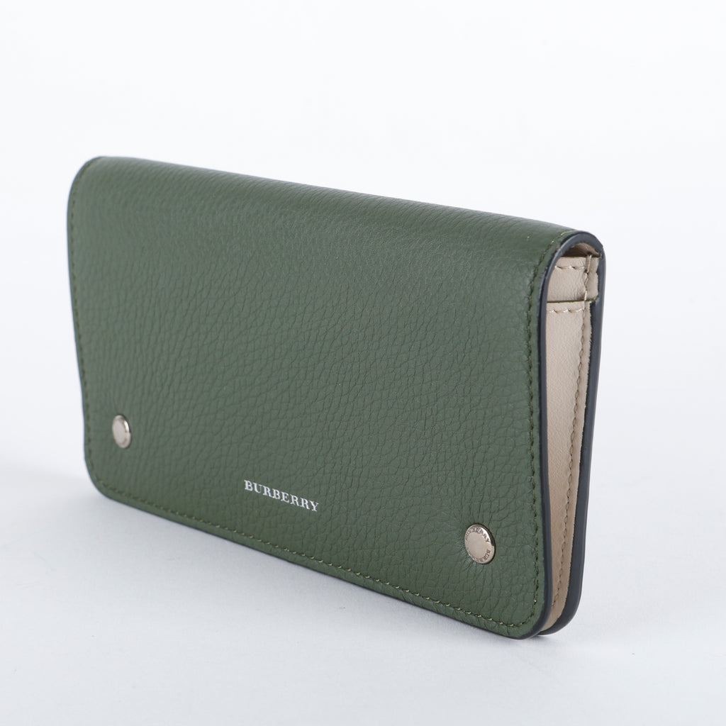 Continental Snap Wallet, Sage Green Grained Calfskin