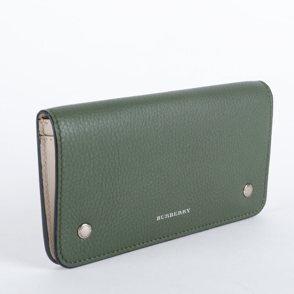 Continental Snap Wallet, Sage Green Grained Calfskin