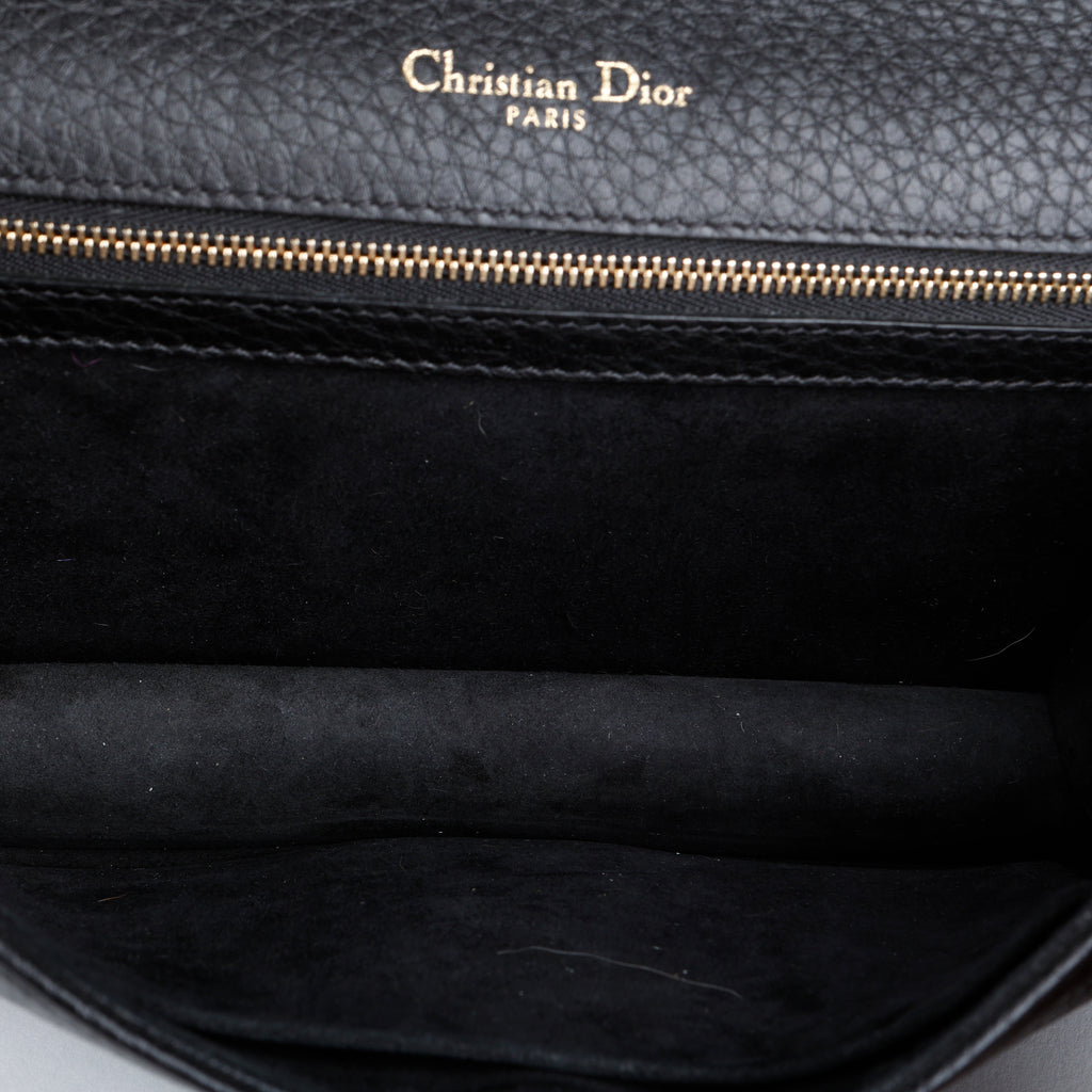 Medium Diorama Flap Bag, Black Grained Calfskin