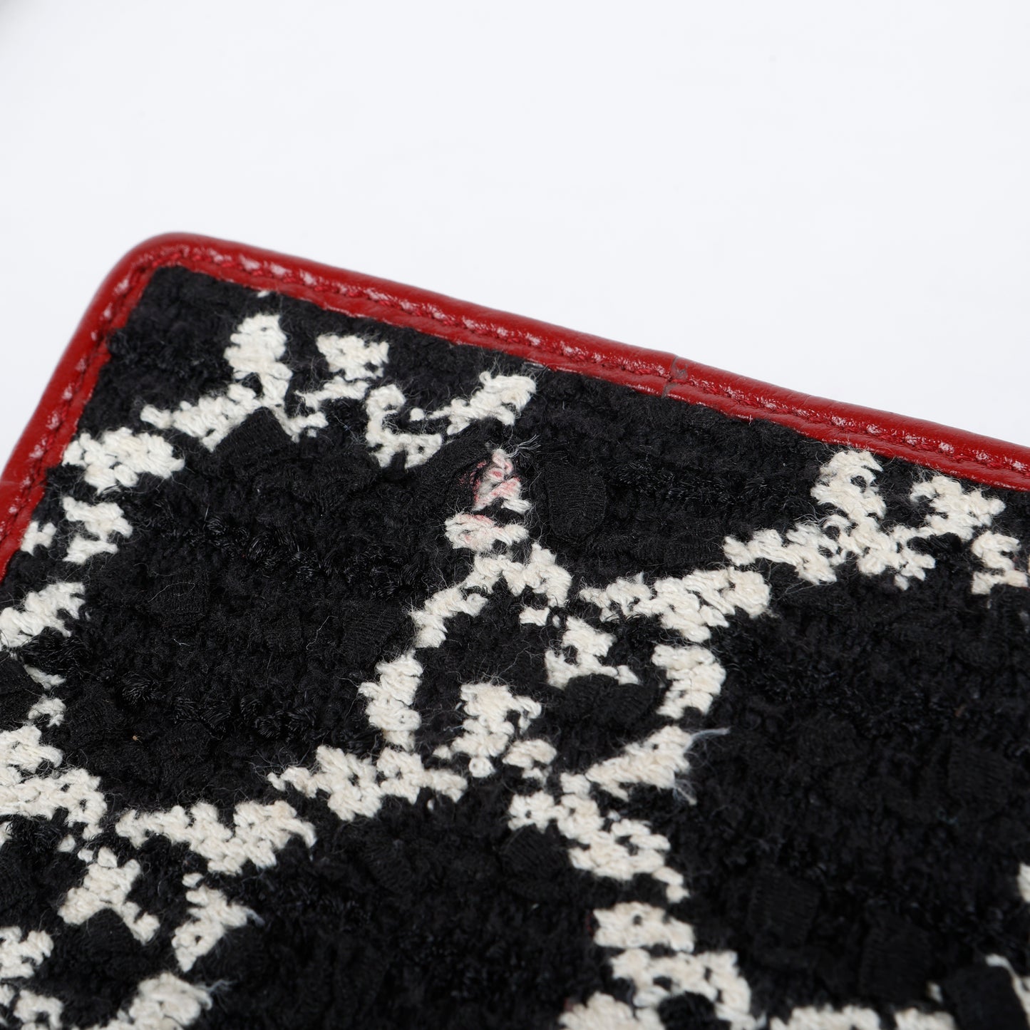 Tweed Super Mini Dionysus on Chain, Black/White/Bordeaux