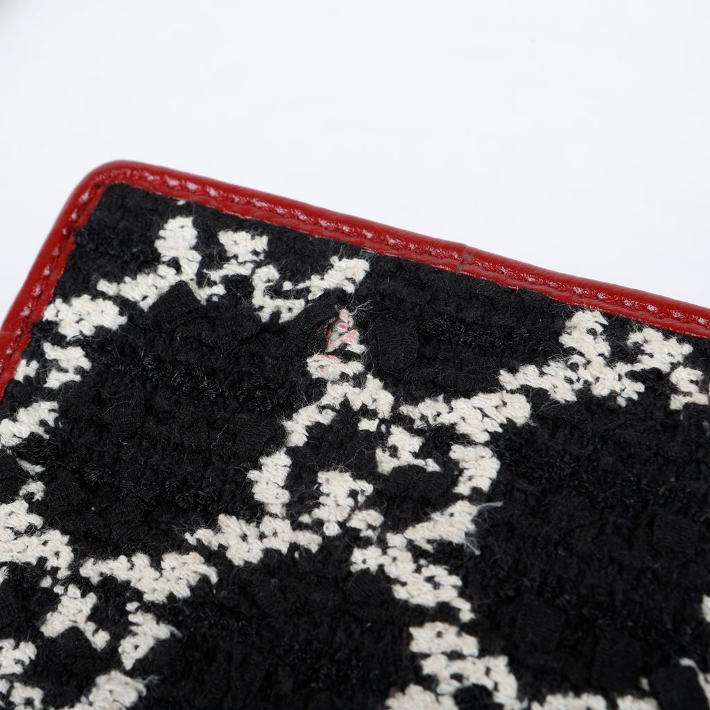 Tweed Super Mini Dionysus on Chain, Black/White/Bordeaux