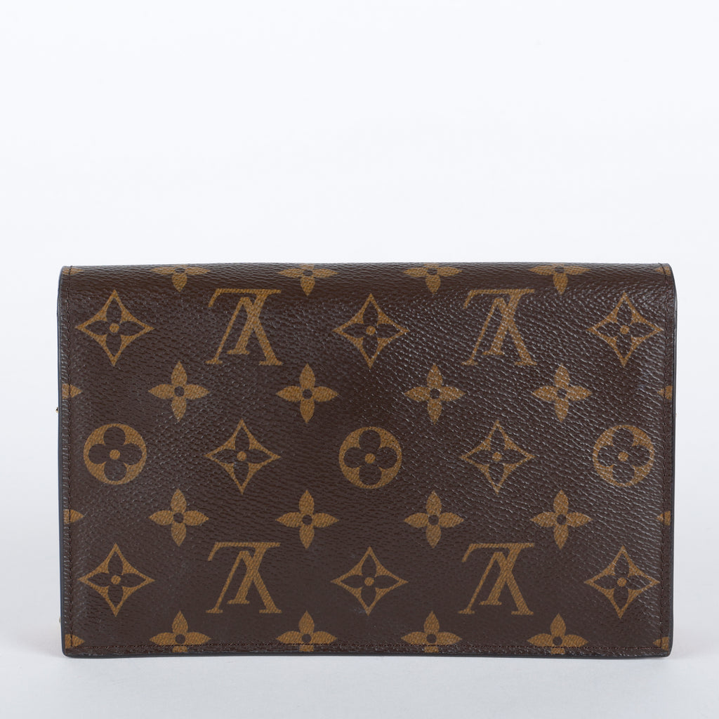Flore Chain Wallet, Monogram/Fuchsia