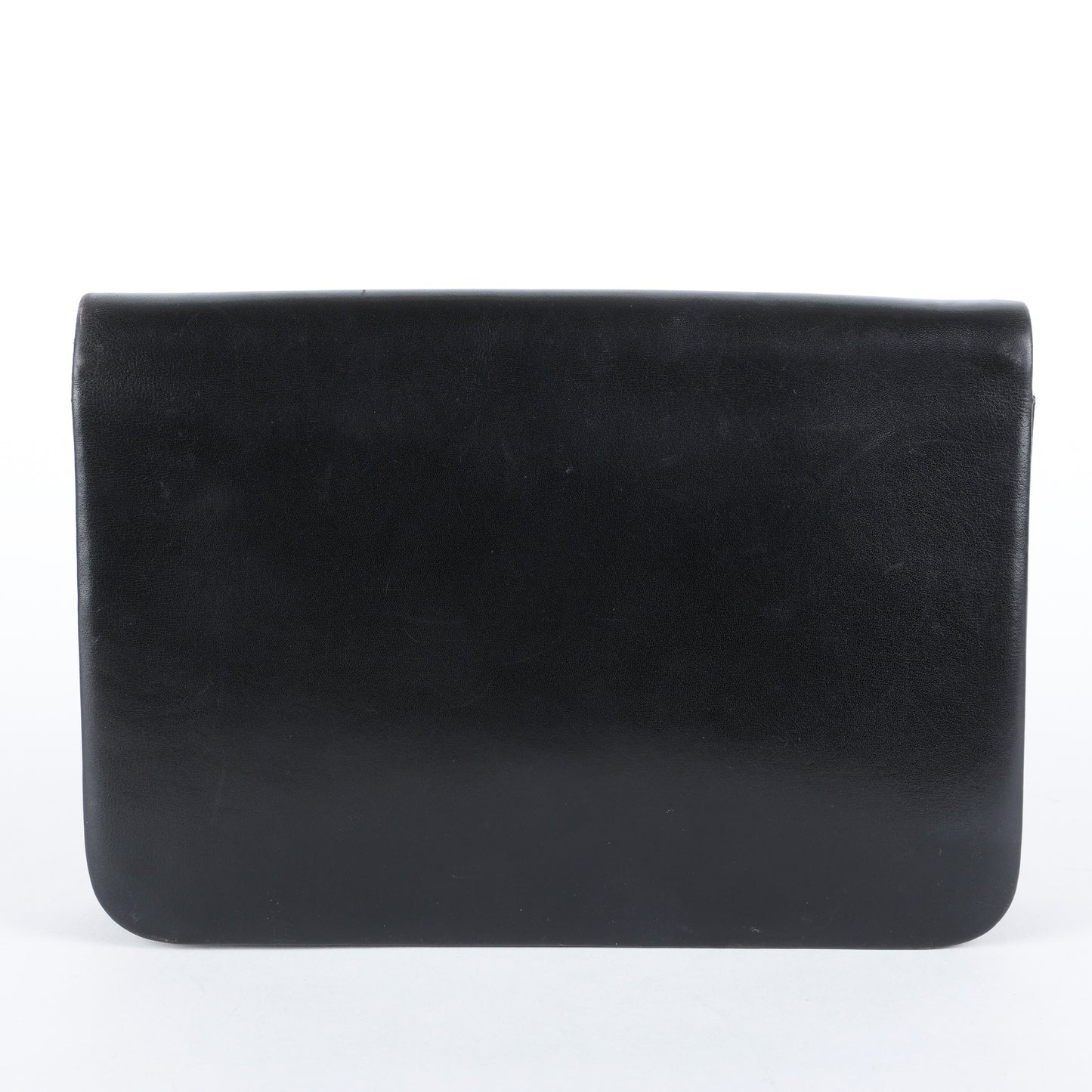 Vintage Clutch on Chain, Black Smooth Calfskin 065