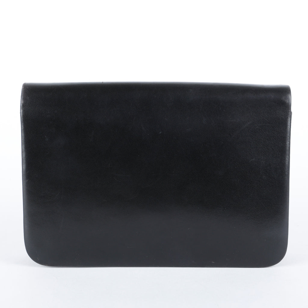 Vintage Clutch on Chain, Black Smooth Calfskin 065