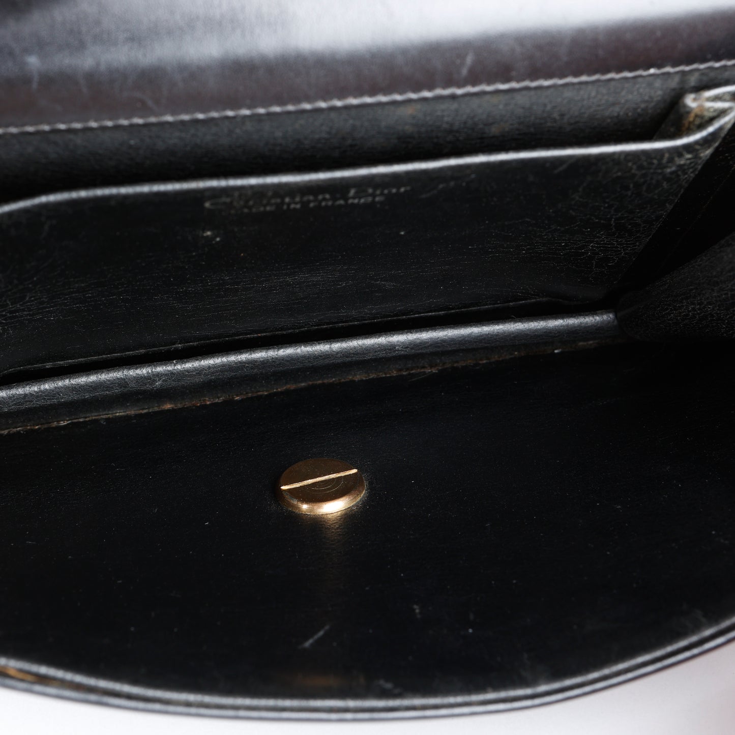 Vintage Clutch on Chain, Black Smooth Calfskin 065